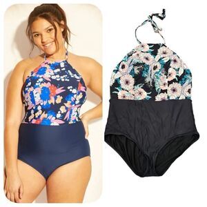 NWOT Sea Angel Swimsuit 2X Black Floral